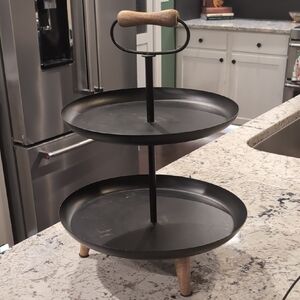 Black Two-Tiered Tray ~18" Tall